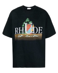 T-shirt girocollo stampata nera di Rhude