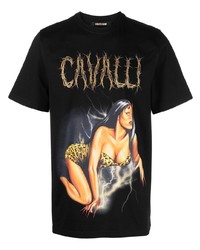 T-shirt girocollo stampata nera di Roberto Cavalli