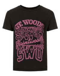 T-shirt girocollo stampata nera di Saintwoods