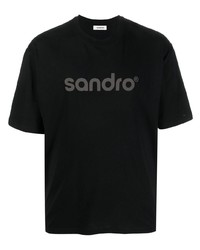 T-shirt girocollo stampata nera di Sandro
