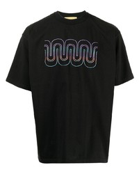 T-shirt girocollo stampata nera di Seven By Seven