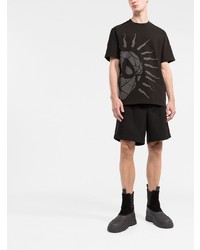 T-shirt girocollo stampata nera di Moncler