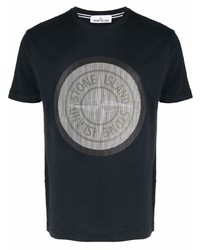 T-shirt girocollo stampata nera di Stone Island