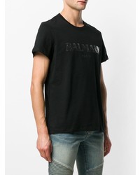 T-shirt girocollo stampata nera di Balmain