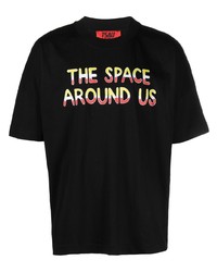 T-shirt girocollo stampata nera di TSAU