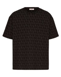 T-shirt girocollo stampata nera di Valentino Garavani