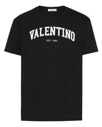 T-shirt girocollo stampata nera di Valentino