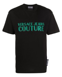 T-shirt girocollo stampata nera di VERSACE JEANS COUTURE