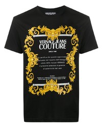 T-shirt girocollo stampata nera di VERSACE JEANS COUTURE