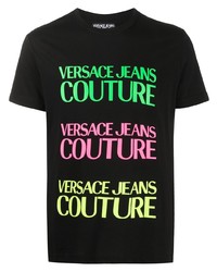 T-shirt girocollo stampata nera di VERSACE JEANS COUTURE