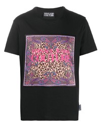 T-shirt girocollo stampata nera di VERSACE JEANS COUTURE