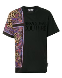 T-shirt girocollo stampata nera di VERSACE JEANS COUTURE