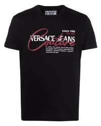 T-shirt girocollo stampata nera di VERSACE JEANS COUTURE