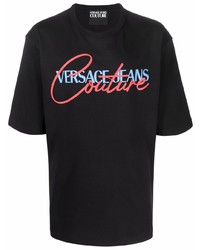 T-shirt girocollo stampata nera di VERSACE JEANS COUTURE