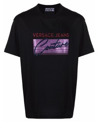 T-shirt girocollo stampata nera di VERSACE JEANS COUTURE