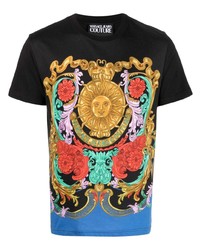 T-shirt girocollo stampata nera di VERSACE JEANS COUTURE