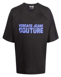 T-shirt girocollo stampata nera di VERSACE JEANS COUTURE