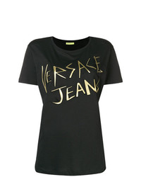 T-shirt girocollo stampata nera di Versace Jeans
