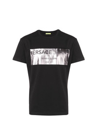 T-shirt girocollo stampata nera di Versace Jeans