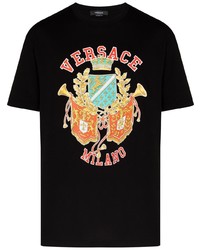 T-shirt girocollo stampata nera di Versace