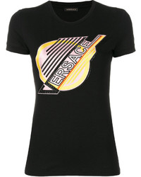 T-shirt girocollo stampata nera di Versace