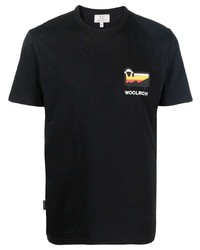 T-shirt girocollo stampata nera di Woolrich