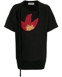 T-shirt girocollo stampata nera di Yohji Yamamoto