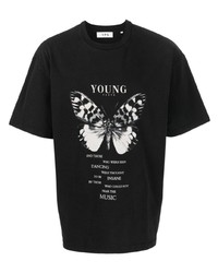 T-shirt girocollo stampata nera di YOUNG POETS