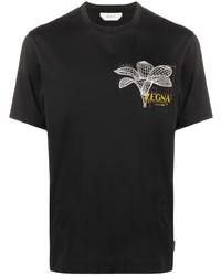 T-shirt girocollo stampata nera di Z Zegna
