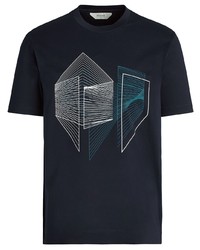 T-shirt girocollo stampata nera di Z Zegna