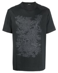 T-shirt girocollo stampata nera di Zegna