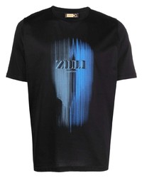 T-shirt girocollo stampata nera di Zilli
