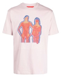 T-shirt girocollo stampata rosa di 032c