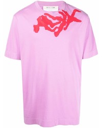 T-shirt girocollo stampata rosa di 1017 Alyx 9Sm