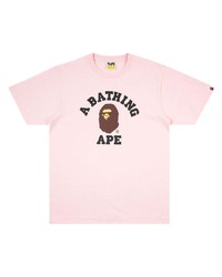 T-shirt girocollo stampata rosa di A Bathing Ape