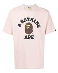 T-shirt girocollo stampata rosa di A Bathing Ape
