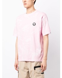 T-shirt girocollo stampata rosa di AAPE BY A BATHING APE