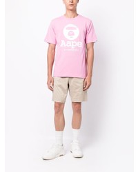 T-shirt girocollo stampata rosa di AAPE BY A BATHING APE