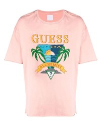 T-shirt girocollo stampata rosa di Alchemist