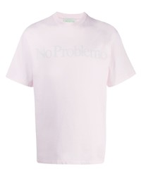 T-shirt girocollo stampata rosa di Aries