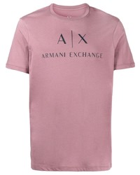 T-shirt girocollo stampata rosa di Armani Exchange