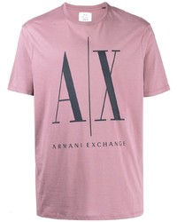 T-shirt girocollo stampata rosa di Armani Exchange
