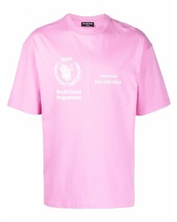 T-shirt girocollo stampata rosa di Balenciaga