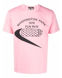 T-shirt girocollo stampata rosa di Black Comme Des Garçons