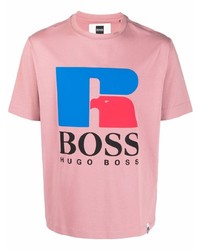 T-shirt girocollo stampata rosa di BOSS HUGO BOSS