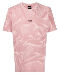 T-shirt girocollo stampata rosa di BOSS