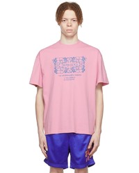 T-shirt girocollo stampata rosa di Brain Dead