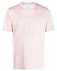 T-shirt girocollo stampata rosa di Brunello Cucinelli