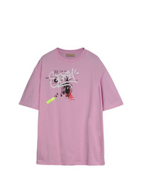 T-shirt girocollo stampata rosa di Burberry