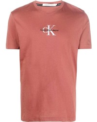 T-shirt girocollo stampata rosa di Calvin Klein Jeans
